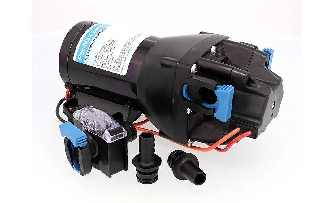 Q301J-118S-3A – JABSCO Fresh Water Pump, 12 Volt DC Self-Priming 3 Gallon Per Minute Shuts Off At 60 PSI 8.6 Inch Len...